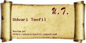 Udvari Teofil névjegykártya